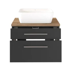 Waschtischunterschrank Dasa 60cm 2 Schubladen - graphit/mattegrau