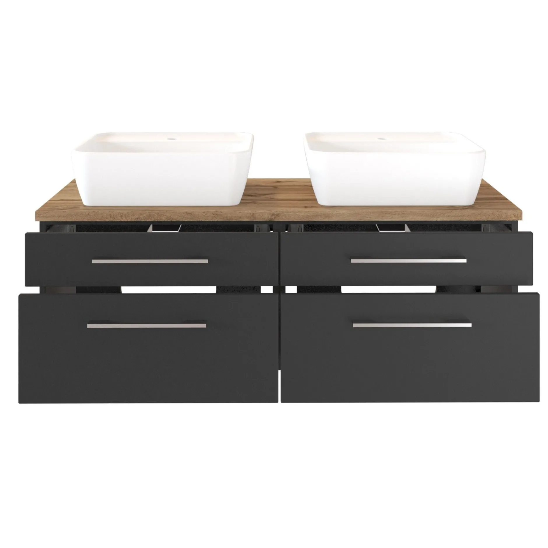 Waschtischunterschrank Dasa 120cm mit 4 Schubladen - graphit/mattegrau