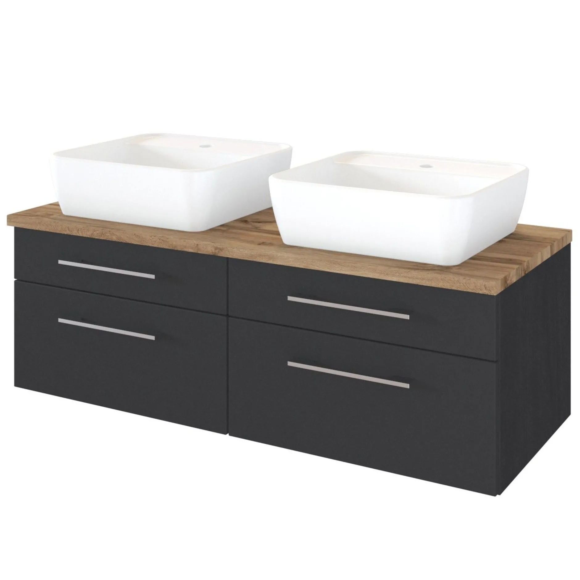 Waschtischunterschrank Dasa 120cm mit 4 Schubladen - graphit/mattegrau