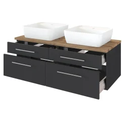 Waschtischunterschrank Dasa 120cm mit 4 Schubladen - graphit/mattegrau