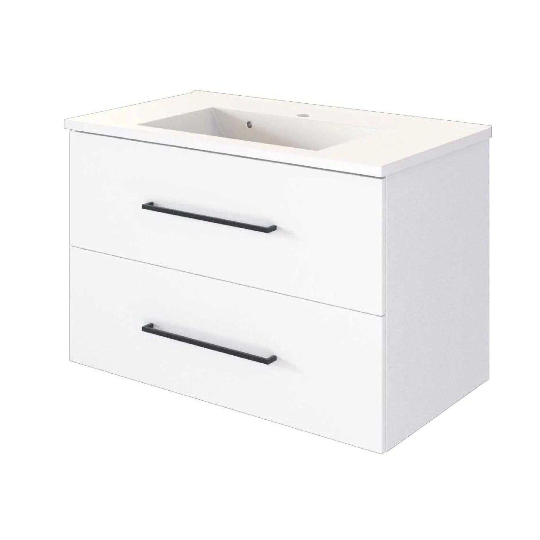 Waschtischunterschrank Dusan 80cm mit 2 Schubladen - weiß