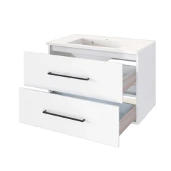 Waschtischunterschrank Dusan 80cm mit 2 Schubladen - weiß