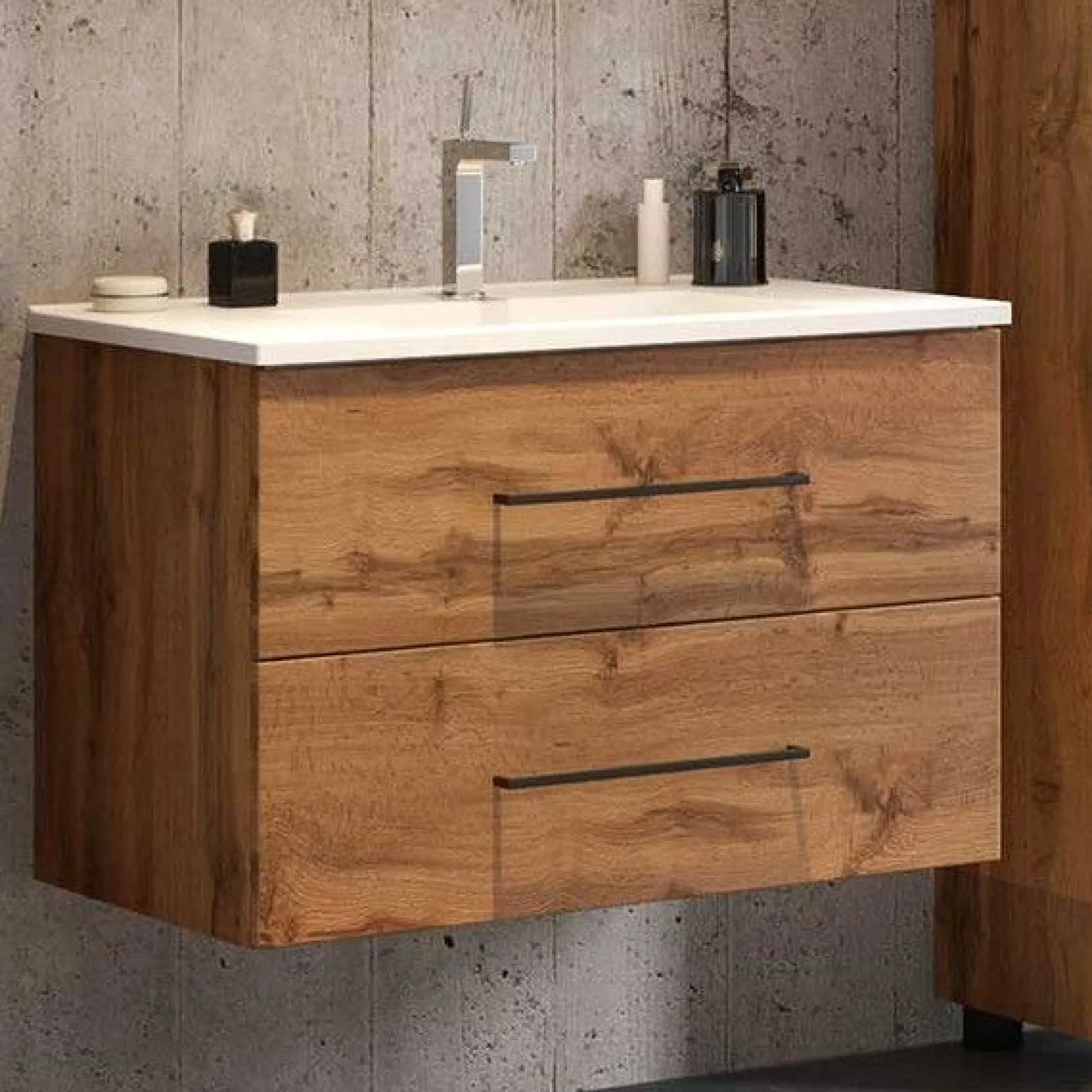 Waschtischunterschrank Dusan 80cm mit 2 Schubladen - wotan eiche