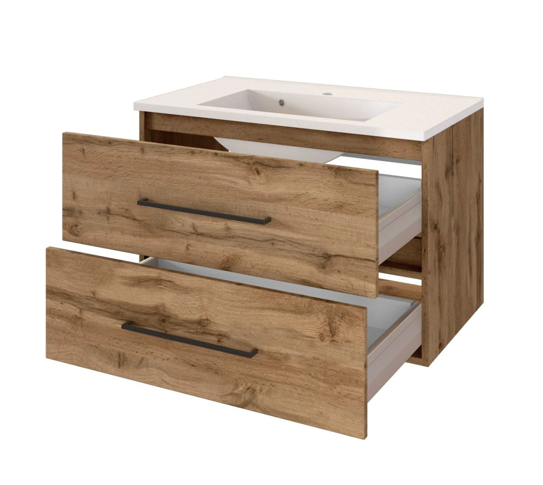Waschtischunterschrank Dusan 80cm mit 2 Schubladen - wotan eiche