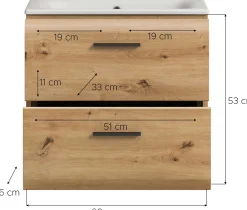 Waschtischunterschrank Ice Xonox - Artisan Oak - 60x55x46 cm