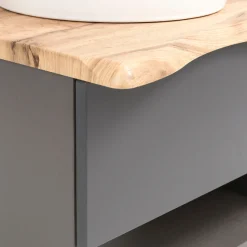 Waschtischunterschrank Karan 101cm mit Waschbecken und 1 Schublade - anthrazit/eiche