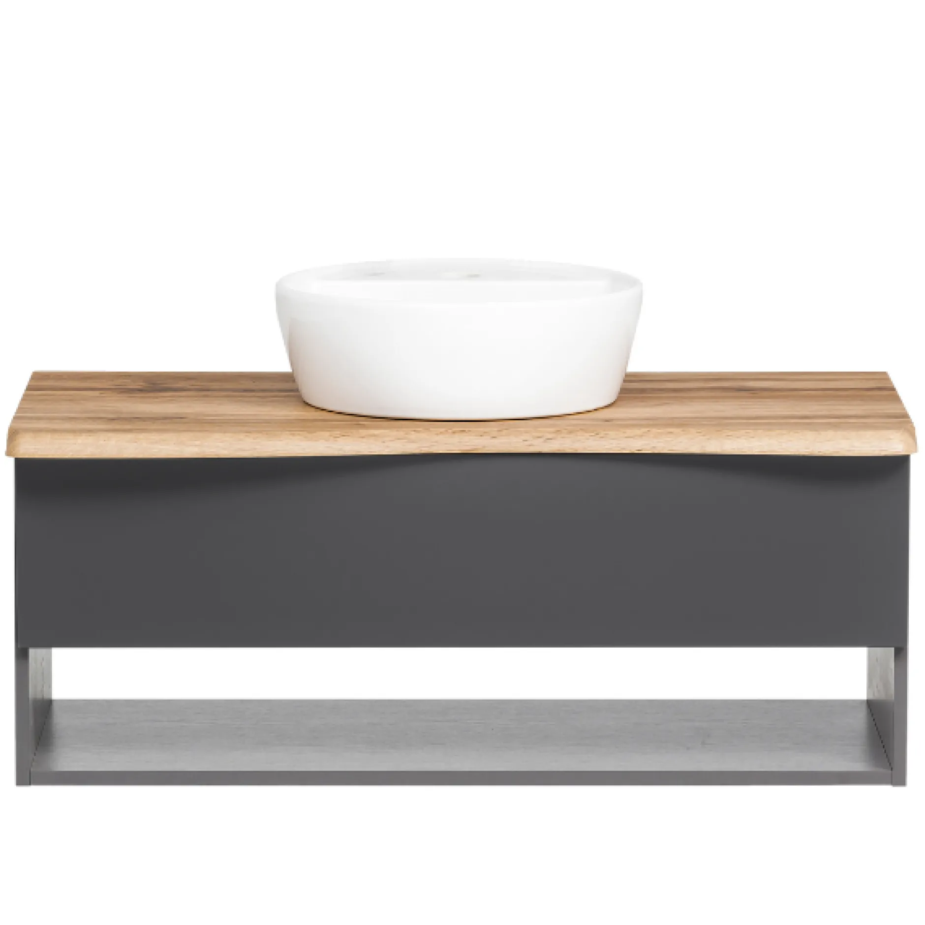 Waschtischunterschrank Karan 101cm mit Waschbecken und 1 Schublade - anthrazit/eiche