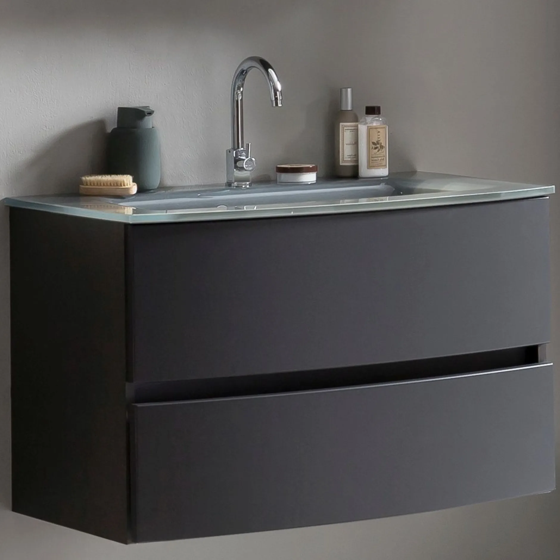 Waschtischunterschrank Kornel 80cm grau Waschtisch - graphitgrau