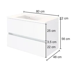 Waschtischunterschrank Luna 80cm 2 Schubladen - graphit/quecksilber