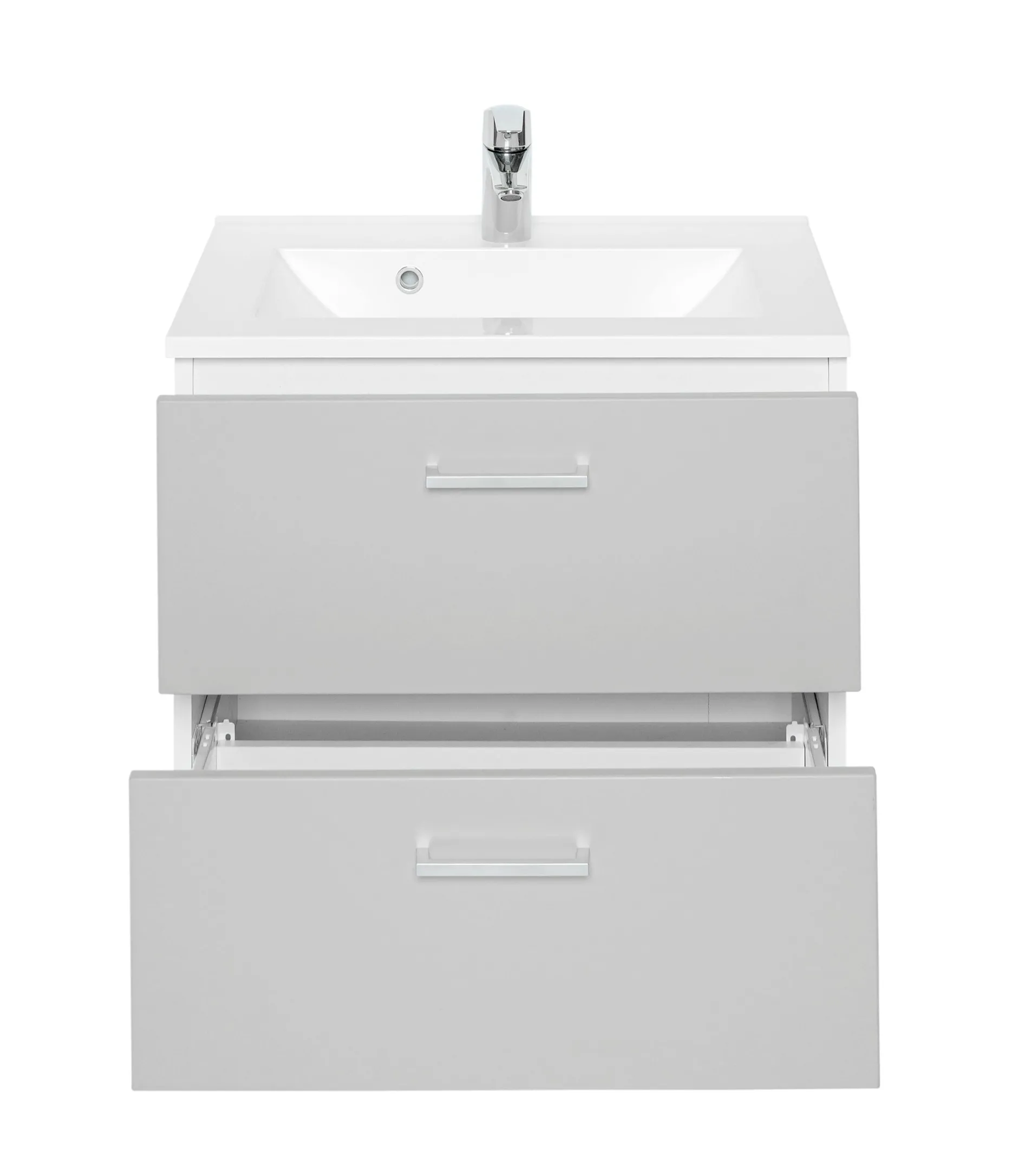 Waschtischunterschrank Ricca 60cm 2 Schubladen - weiß/hellgrau