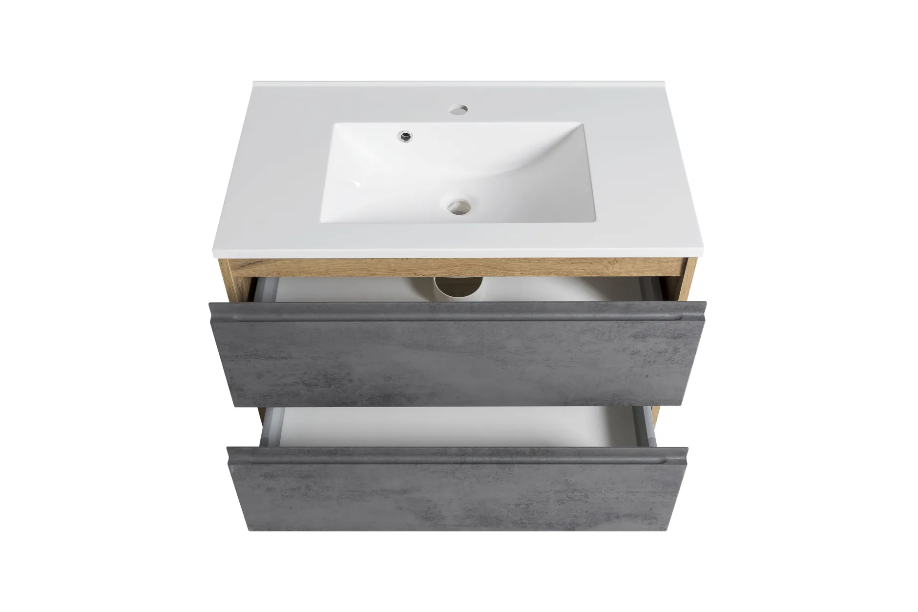 Waschtischunterschrank Varese | 80 x 47 x 56 cm | Eiche Wotan / Betondesign
