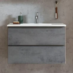 Waschtischunterschrank Varese | 80 x 47 x 56 cm | Eiche Wotan / Betondesign