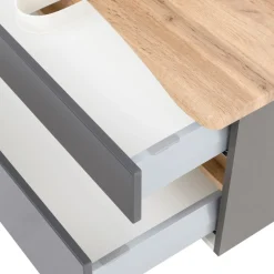 Waschtischunterschrank Vikas 101cm 2 Schubladen - anthrazit/pfirsich