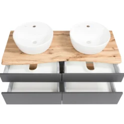 Waschtischunterschrank Vikas 121cm 4 Schubladen - anthrazit/gelb