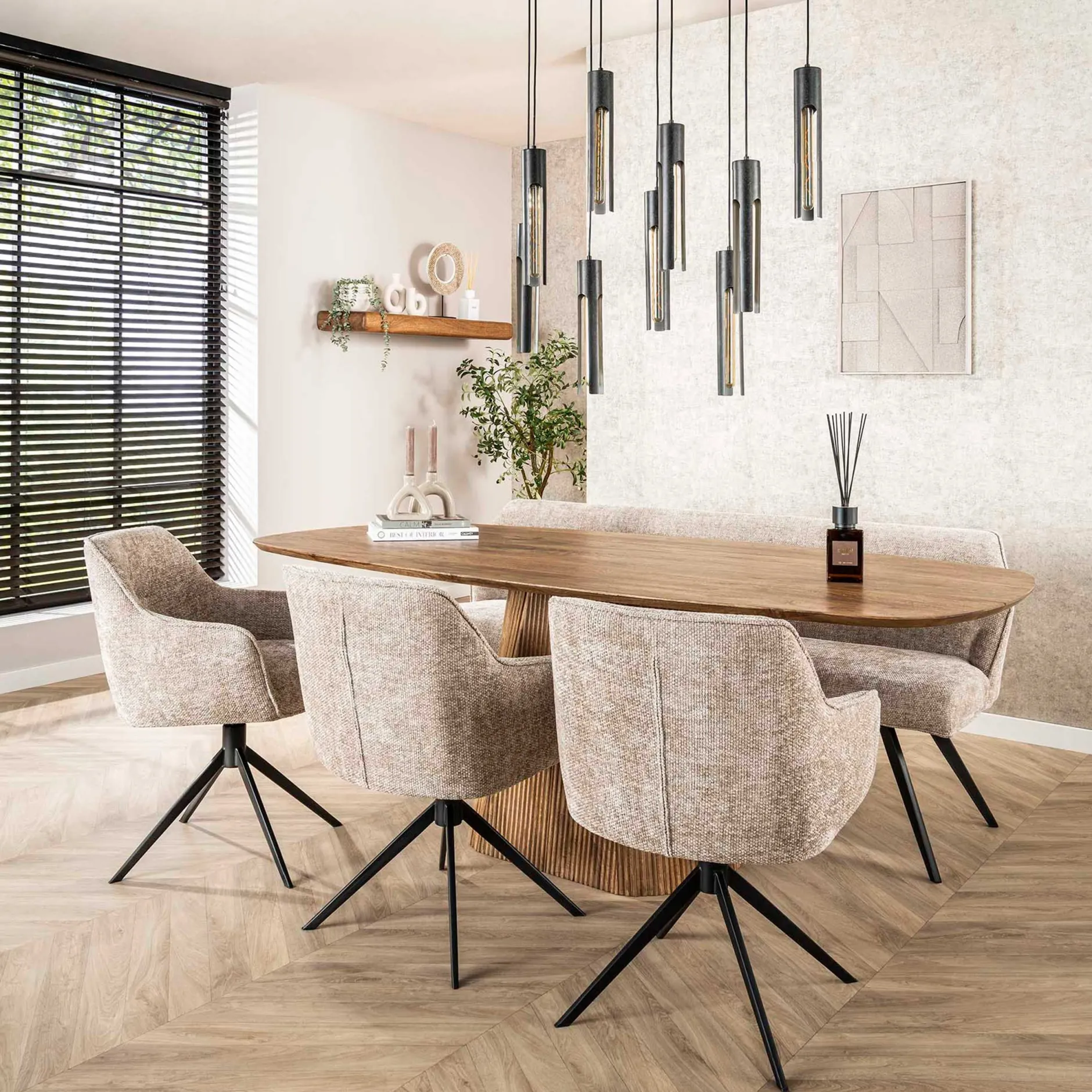 Wave Esstisch 215cm - Massiv Mango Sand