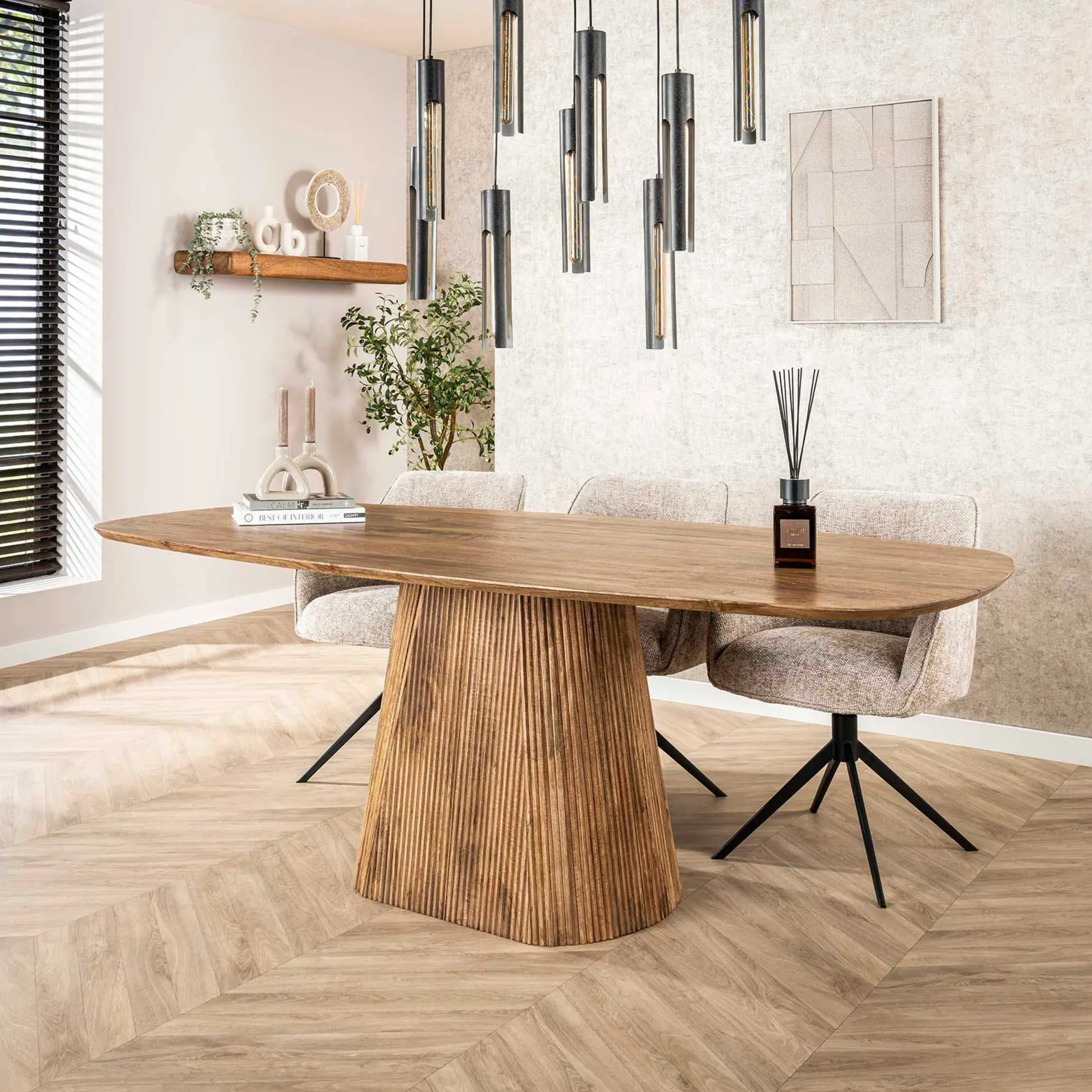 Wave Esstisch 215cm - Massiv Mango Sand
