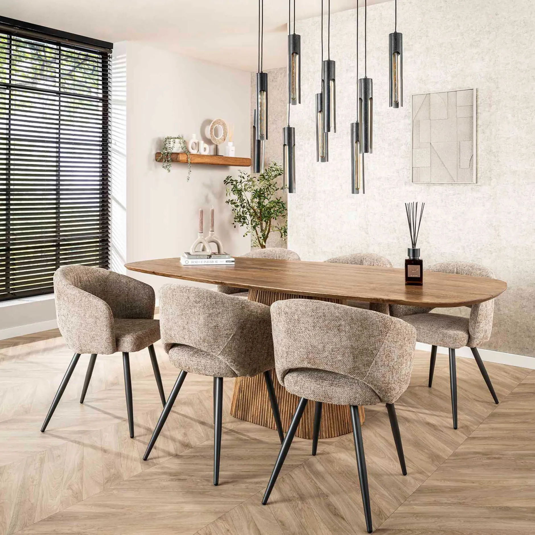 Wave Esstisch 215cm - Massiv Mango Sand