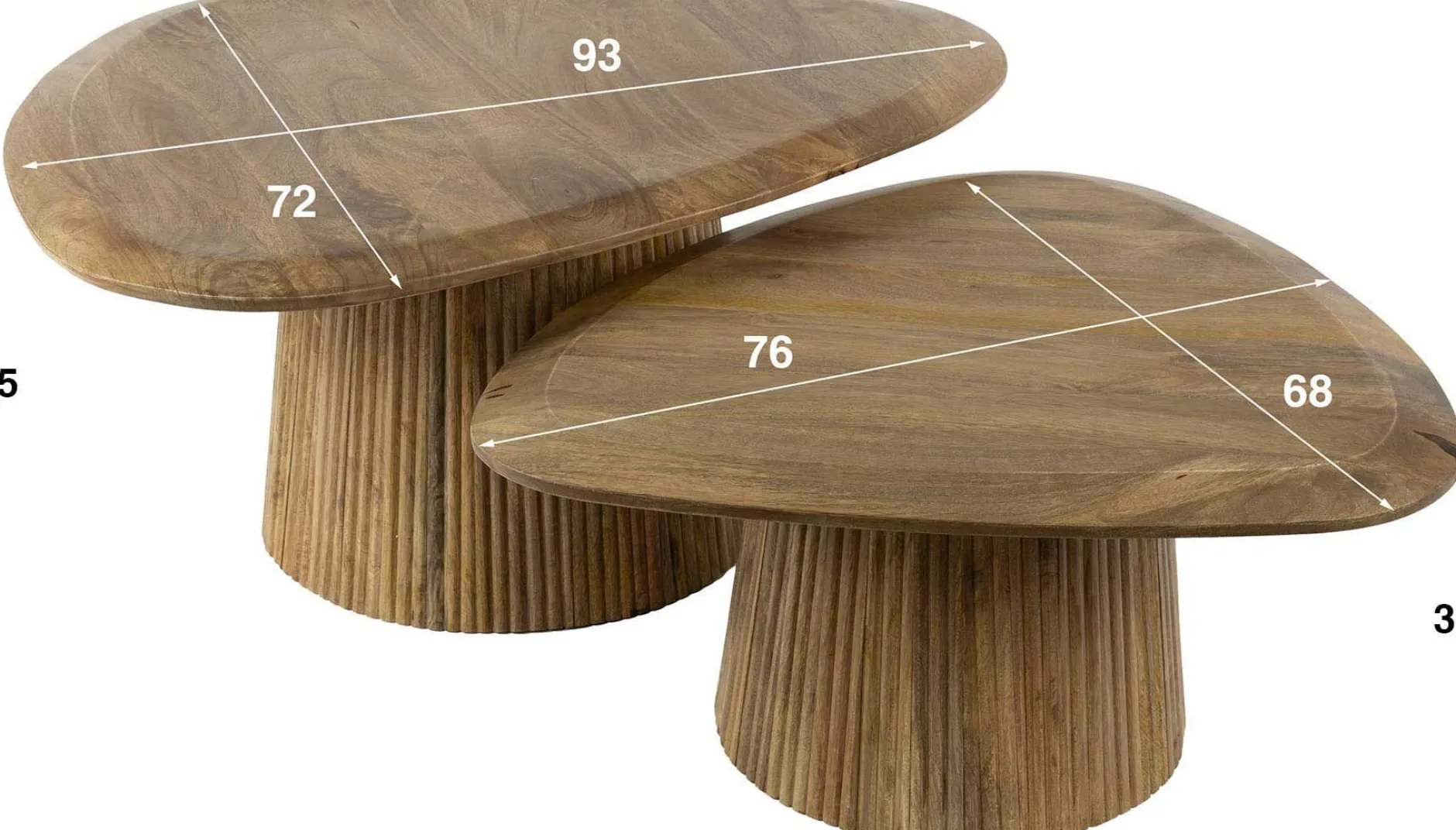 Wave Triangular Top Couchtisch Set/2 - Massiv Mango Sand