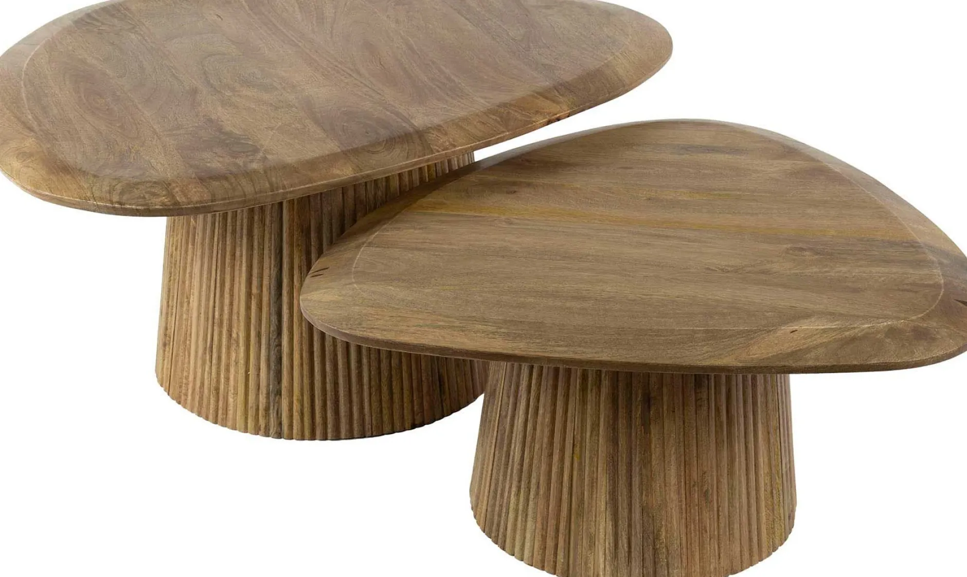 Wave Triangular Top Couchtisch Set/2 - Massiv Mango Sand