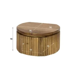 Wave XS Runder Nachttisch mit 1 Schublade - Massiv Mango Sand