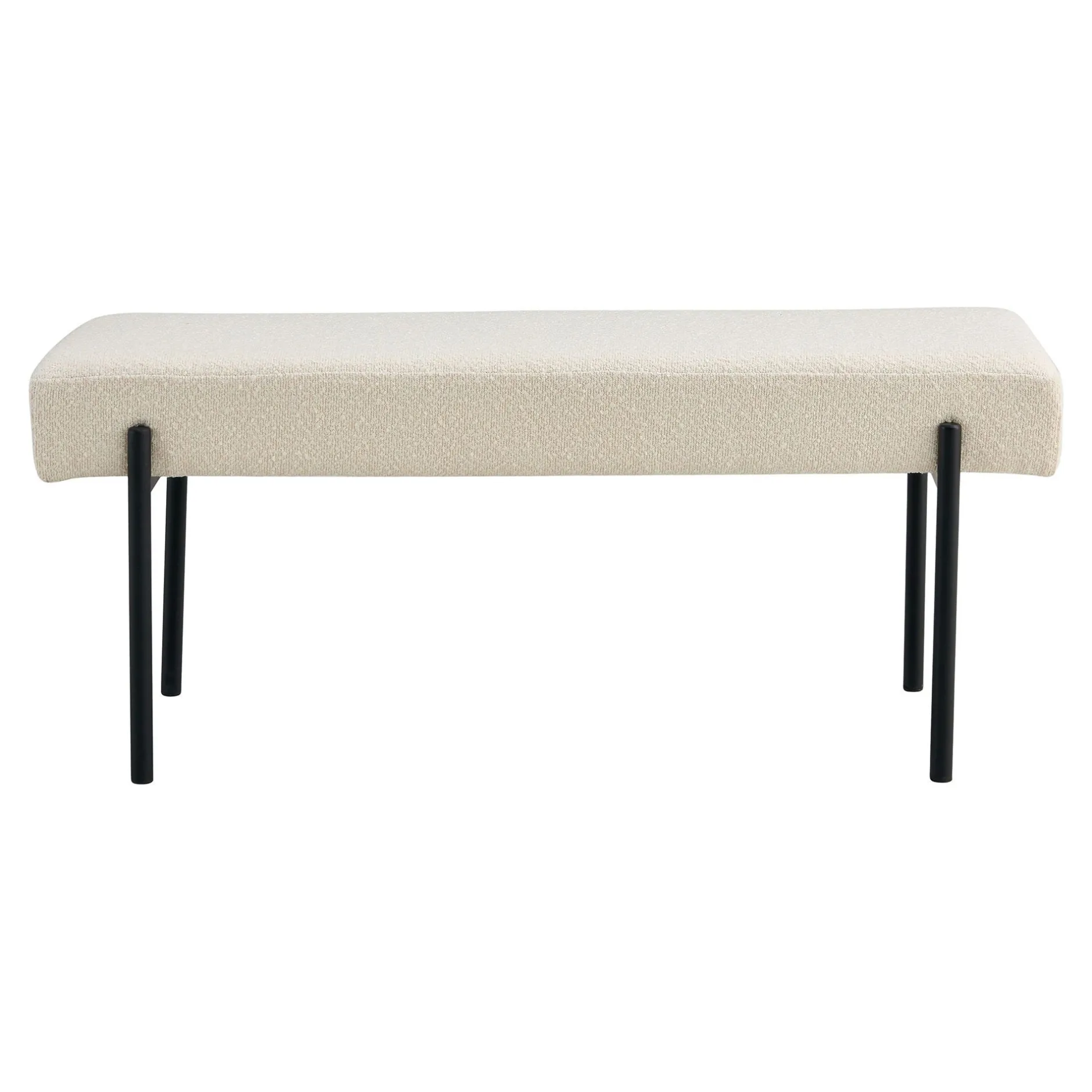 Weiße Bouclé-Bank mit schwarzen Beinen - 100x36x42,5 cm