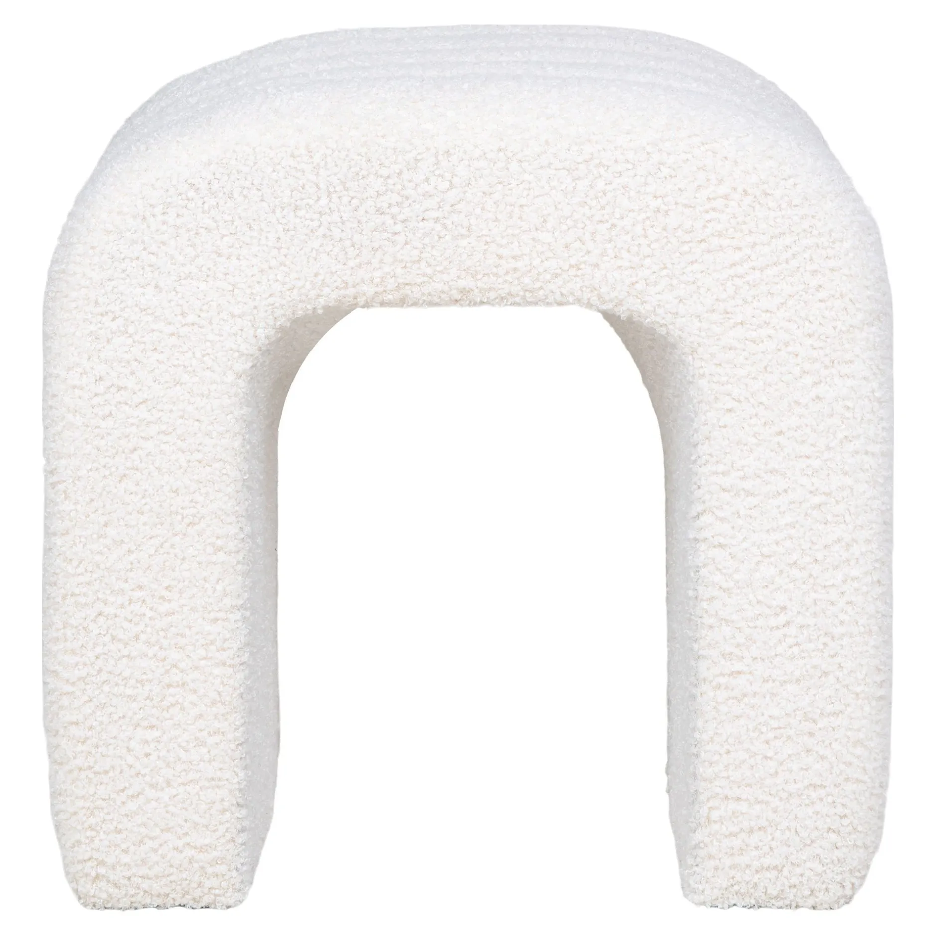 Weißer Bouclé-Pouf - Bequem und stilvoll 41x36,5 cm