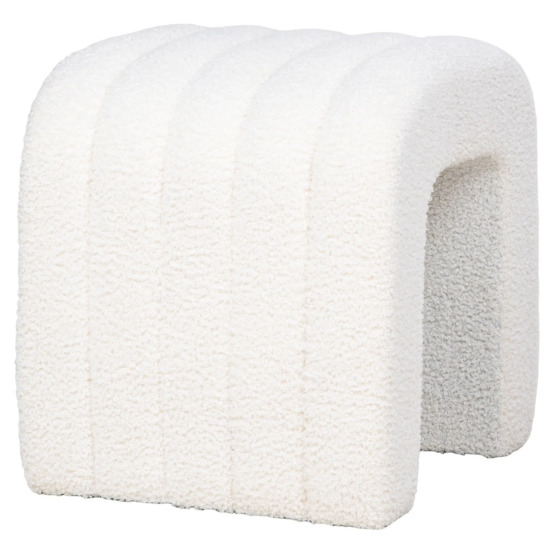 Weißer Bouclé-Pouf - Bequem und stilvoll 41x36,5 cm