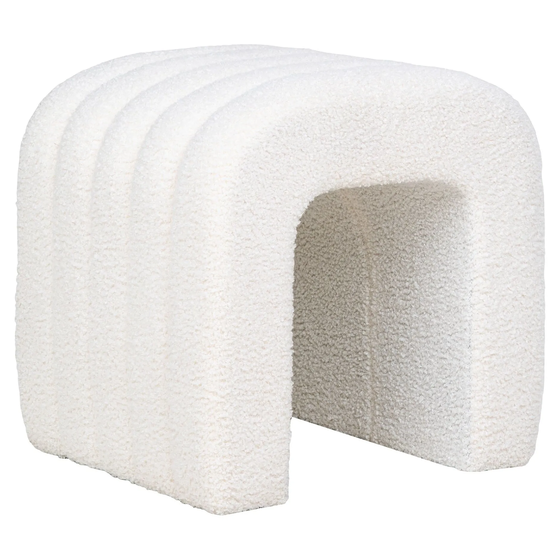 Weißer Bouclé-Pouf - Bequem und stilvoll 41x36,5 cm