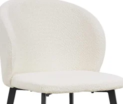 Weißer Bouclé-Stuhl Toledo | Metallbeine | H80 x B51 x T55 cm