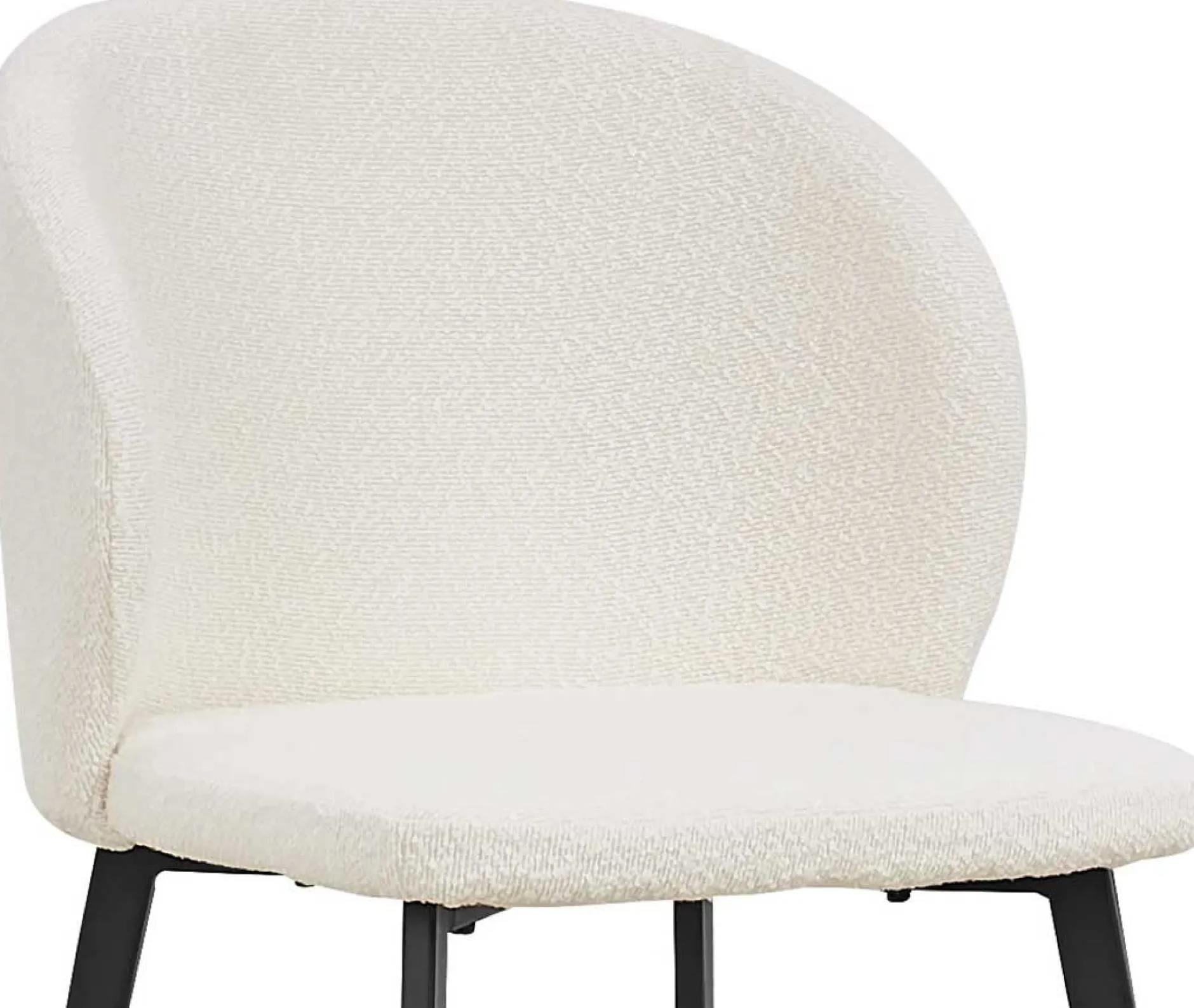 Weißer Bouclé-Stuhl Toledo | Metallbeine | H80 x B51 x T55 cm