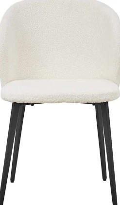 Weißer Bouclé-Stuhl Toledo | Metallbeine | H80 x B51 x T55 cm