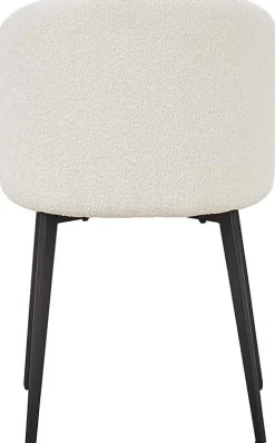 Weißer Bouclé-Stuhl Toledo | Metallbeine | H80 x B51 x T55 cm