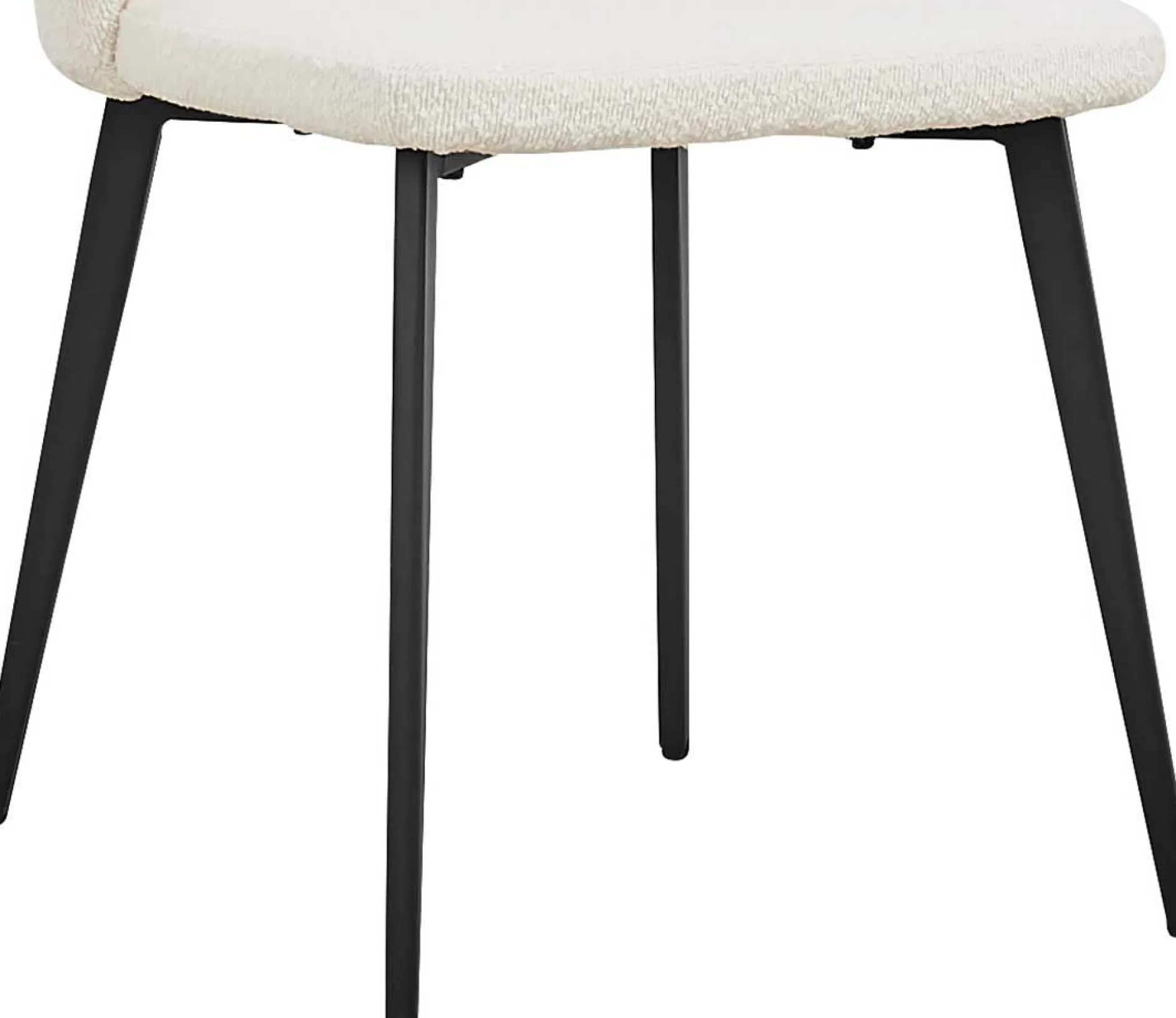 Weißer Bouclé-Stuhl Toledo | Metallbeine | H80 x B51 x T55 cm