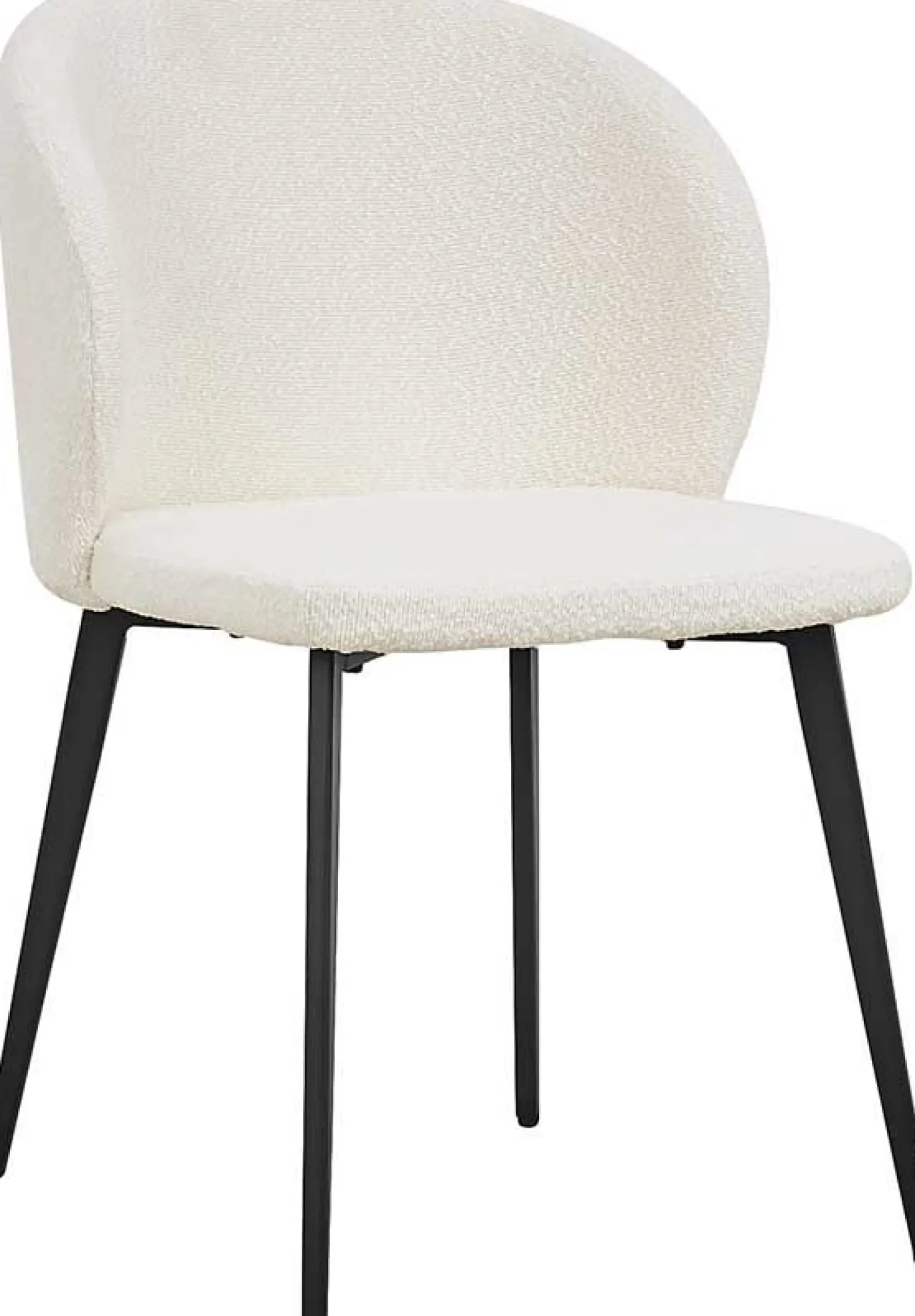 Weißer Bouclé-Stuhl Toledo | Metallbeine | H80 x B51 x T55 cm
