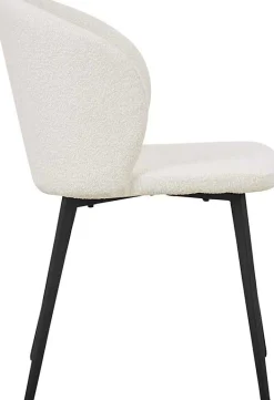 Weißer Bouclé-Stuhl Toledo | Metallbeine | H80 x B51 x T55 cm