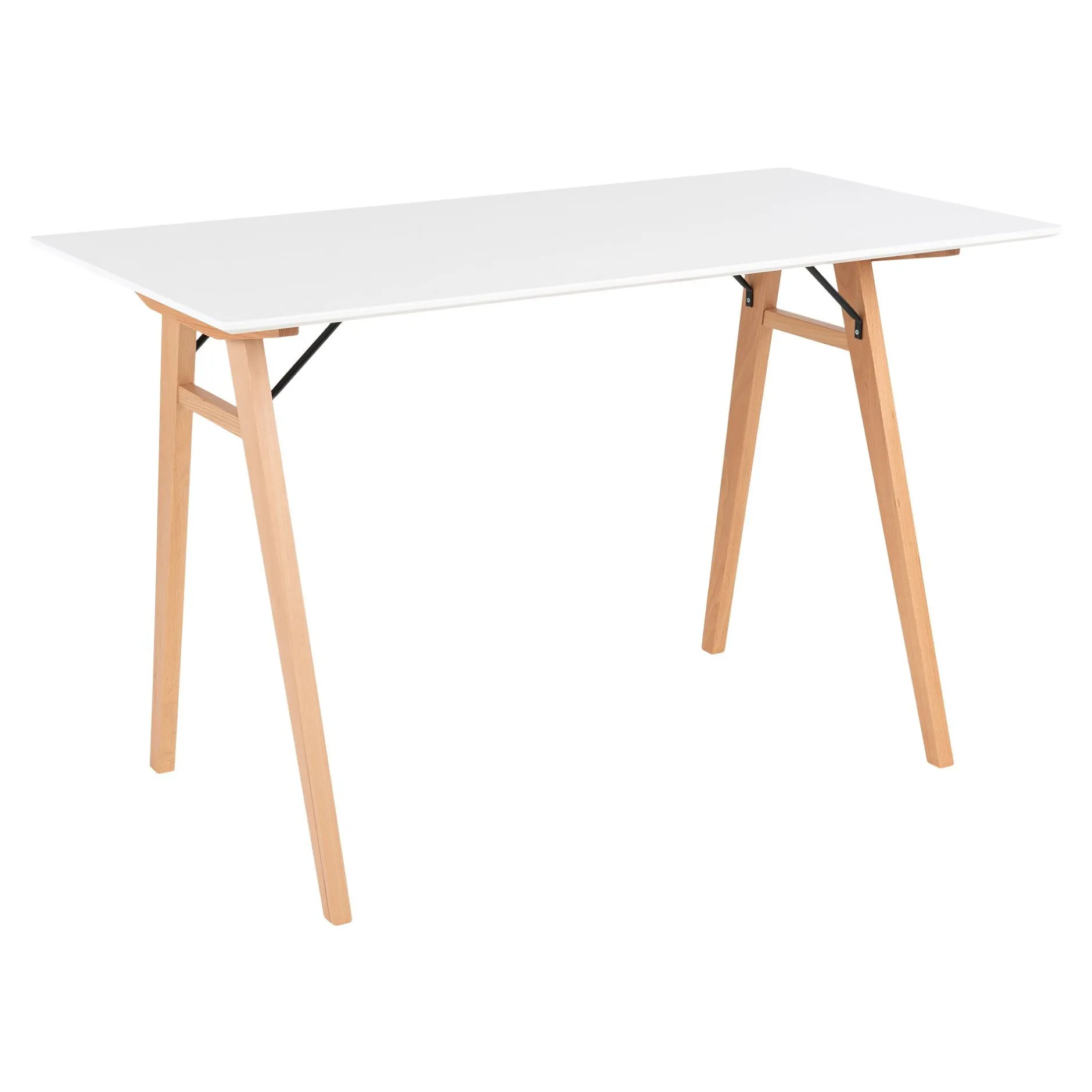 Weißer Vojens-Schreibtisch - 120x60x75 cm | MDF, Rubberwood