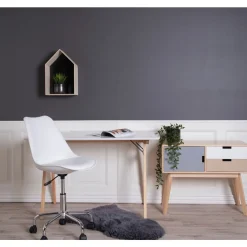 Weißer Vojens-Schreibtisch - 120x60x75 cm | MDF, Rubberwood
