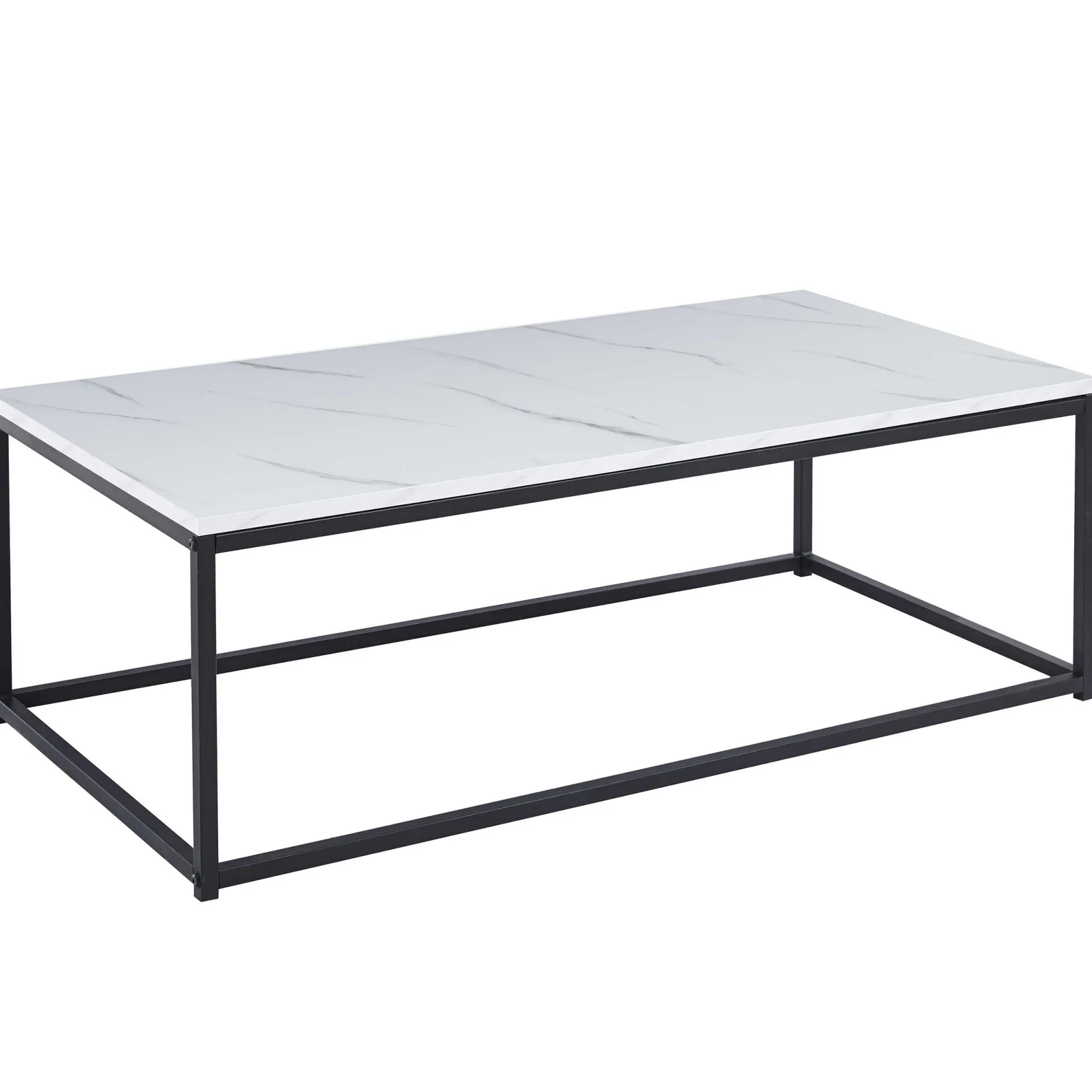 Weißes Marmordekor Couchtisch - Dallas | H-H 40 x B-L 120 x T-P 60 cm