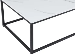Weißes Marmordekor Couchtisch - Dallas | H-H 40 x B-L 120 x T-P 60 cm