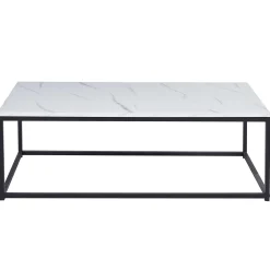Weißes Marmordekor Couchtisch - Dallas | H-H 40 x B-L 120 x T-P 60 cm