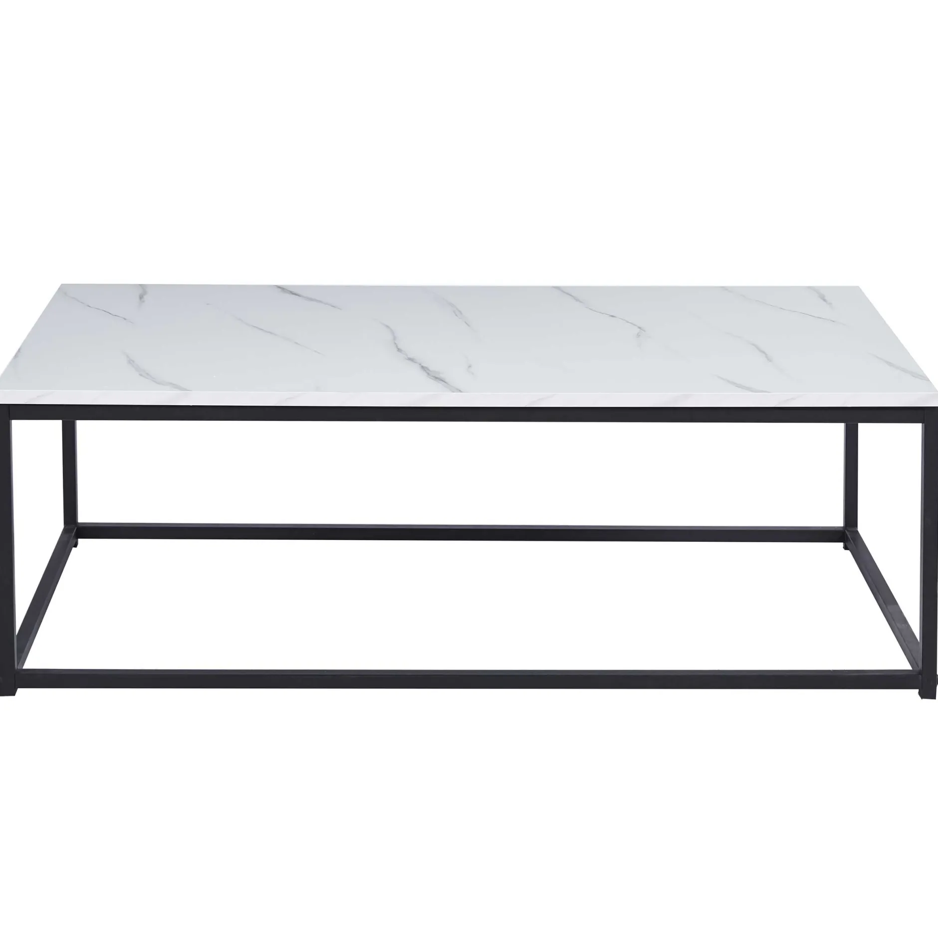 Weißes Marmordekor Couchtisch - Dallas | H-H 40 x B-L 120 x T-P 60 cm