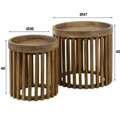 WesSatz von 2 Couchtischen - sandfarbenes Mangoholz