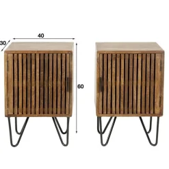 Wes Set aus 2 Nachttischen 40x30 cm - Mangoholz sand