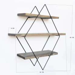 Wr007 Dekoratives Wandregal aus Holz | 100 % Fichtenholz | Walnuss, Schwarz