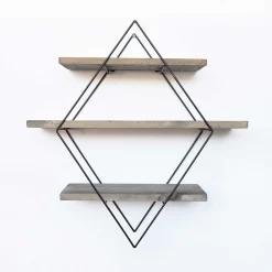 Wr007 Dekoratives Wandregal aus Holz | 100 % Fichtenholz | Walnuss, Schwarz