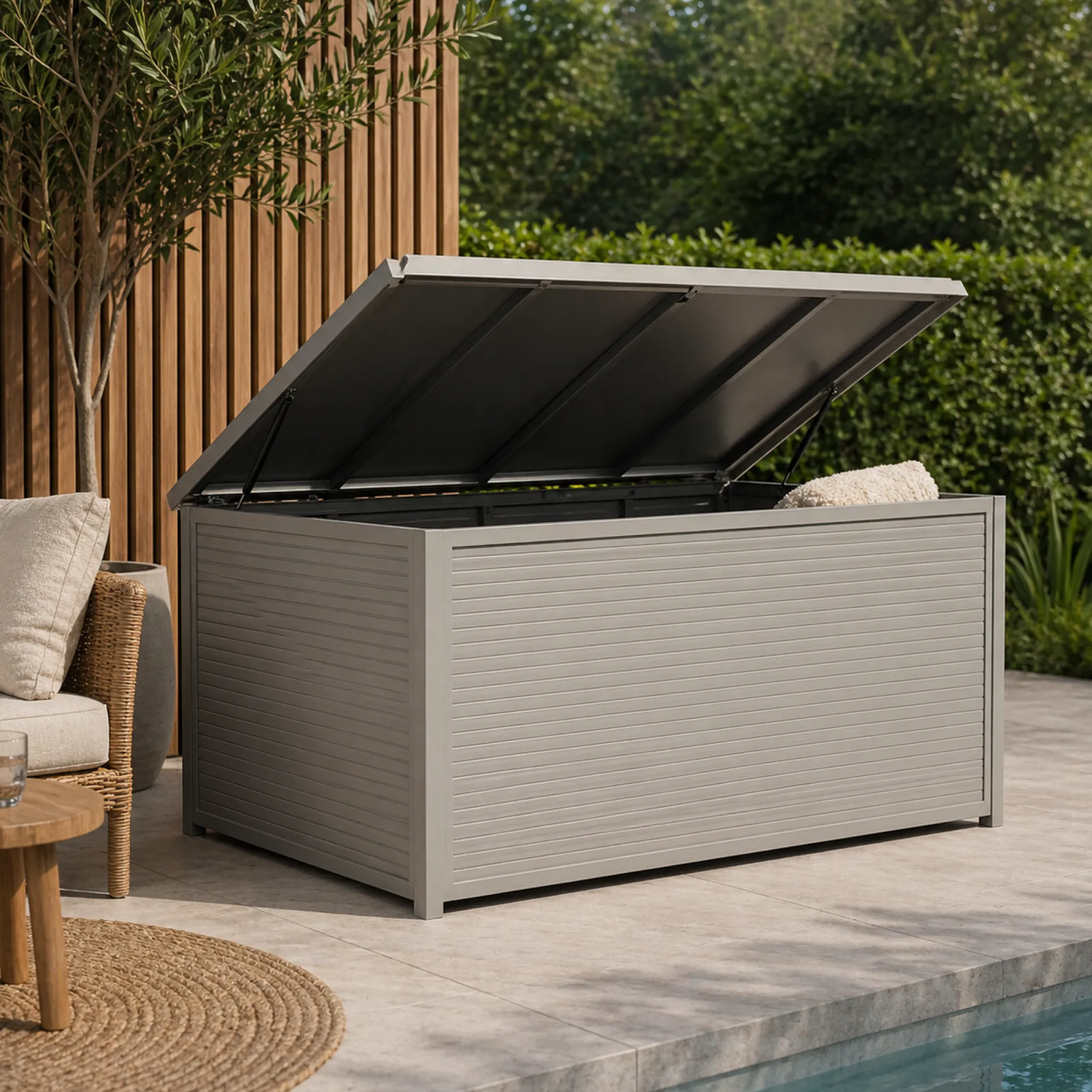 XL-Kissenbox Romario Gescova - Aluminium - 210x110x90cm - Grau