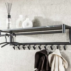 Zeitgenössische Garderobe mit 10 Haken und Hutablage