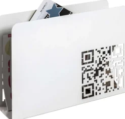 Zeitschriftenständer | 35 x 10 x 26 cm | Weiß, QR-Code-Design