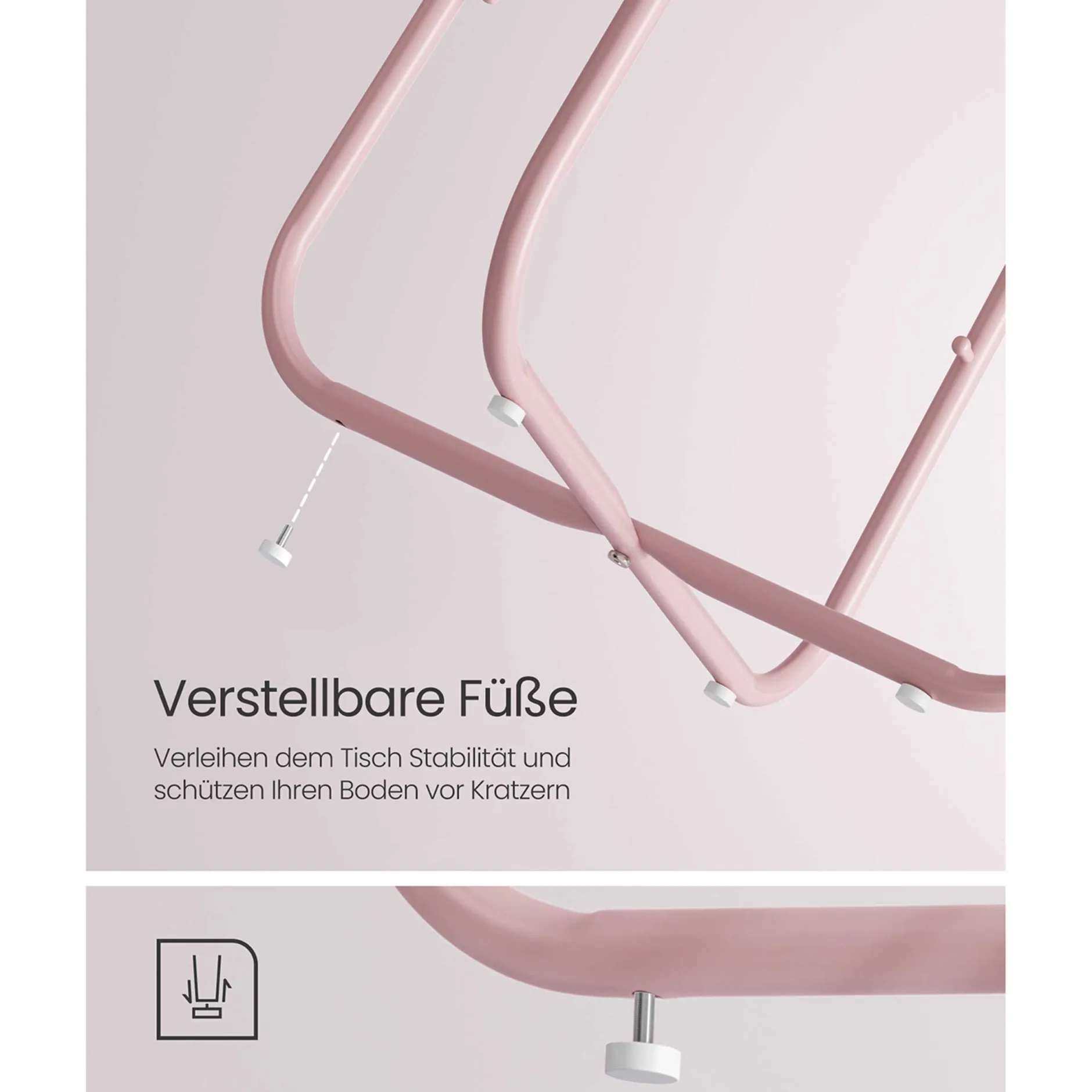 Zoë Beistelltisch mit Korb ø45cm - rosa/weiß