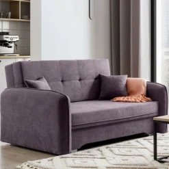 Zweisitziges Sofa mit Schlaffunktion Laina | 155 x 105 x 75 cm | Lila